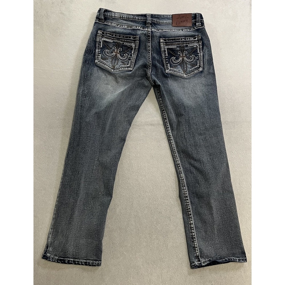 Axe & Crown Premium Classic Straight Jeans Men's 33x30 Fleur-De-Lis Embroidery